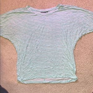 Mint-teal and white striped three-quarter sleeve